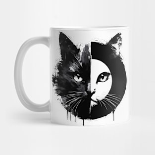 Sumie Zen Art Japanese Brushstroke Half Face Cat Mug